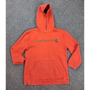 Carhartt Kids Unisex Pullover Hoodie Sweatshirt Outdoor Burgundy Sz Large 14/16